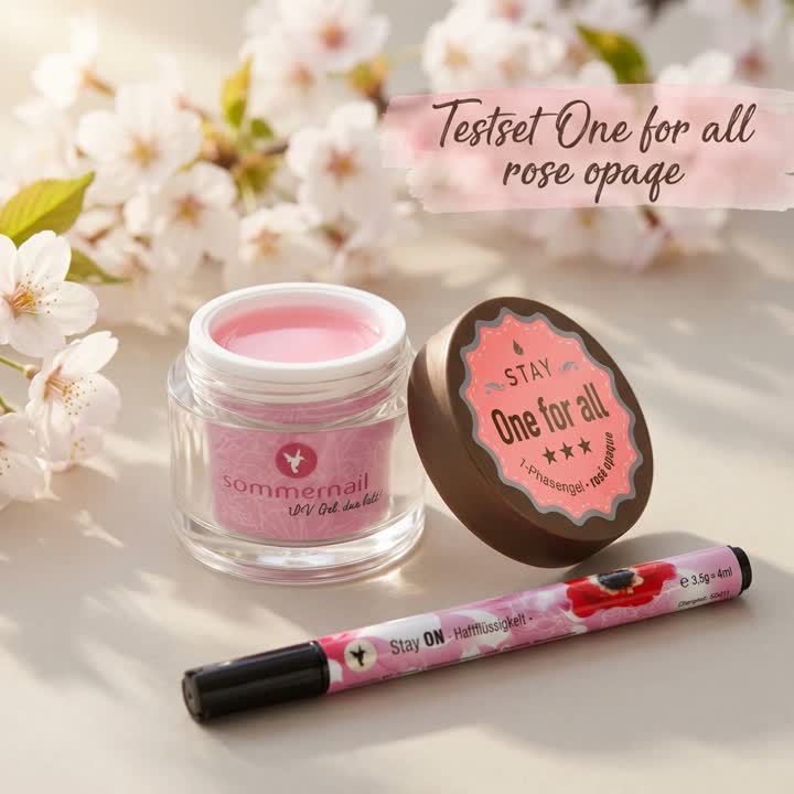Testset One for all rosé/opaque: Einphasengel im Tiegel und Stay ON Stift