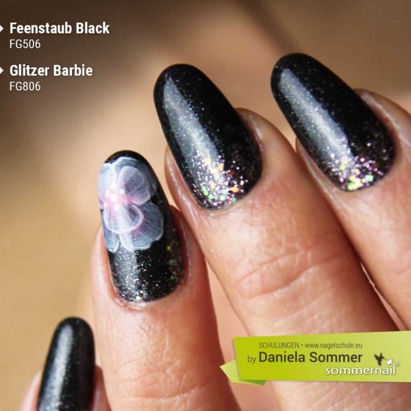 Farbgel Feenstaub Black, Glitzer Barbie