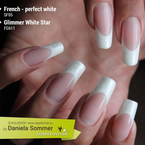 French Perfect White und Farbgel Glimmer White Star